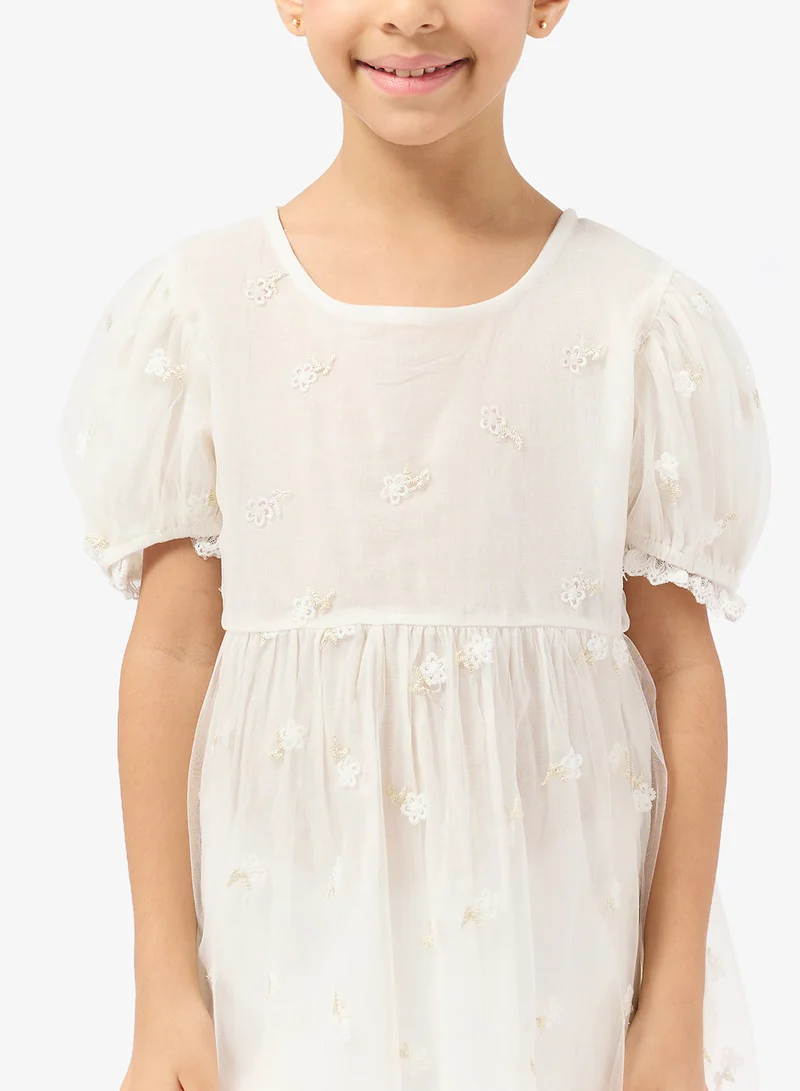 Pinata  White Embellished Tulle Occasion Dress for Women | Best Price UAE